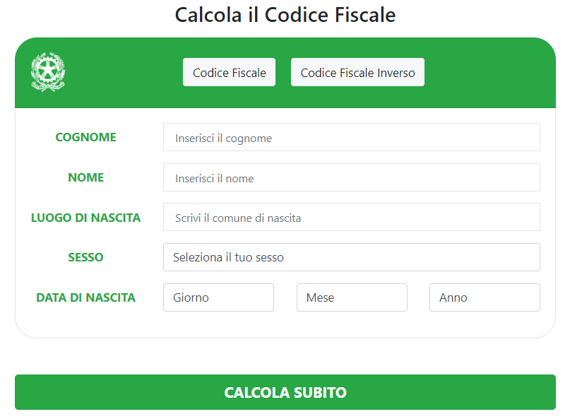 calcola codice fiscale online